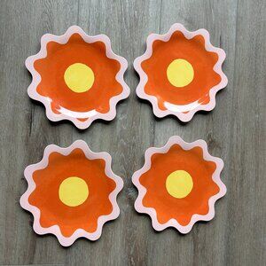 9" Melamine Figural Flower Dinner Plate NEW set of 4